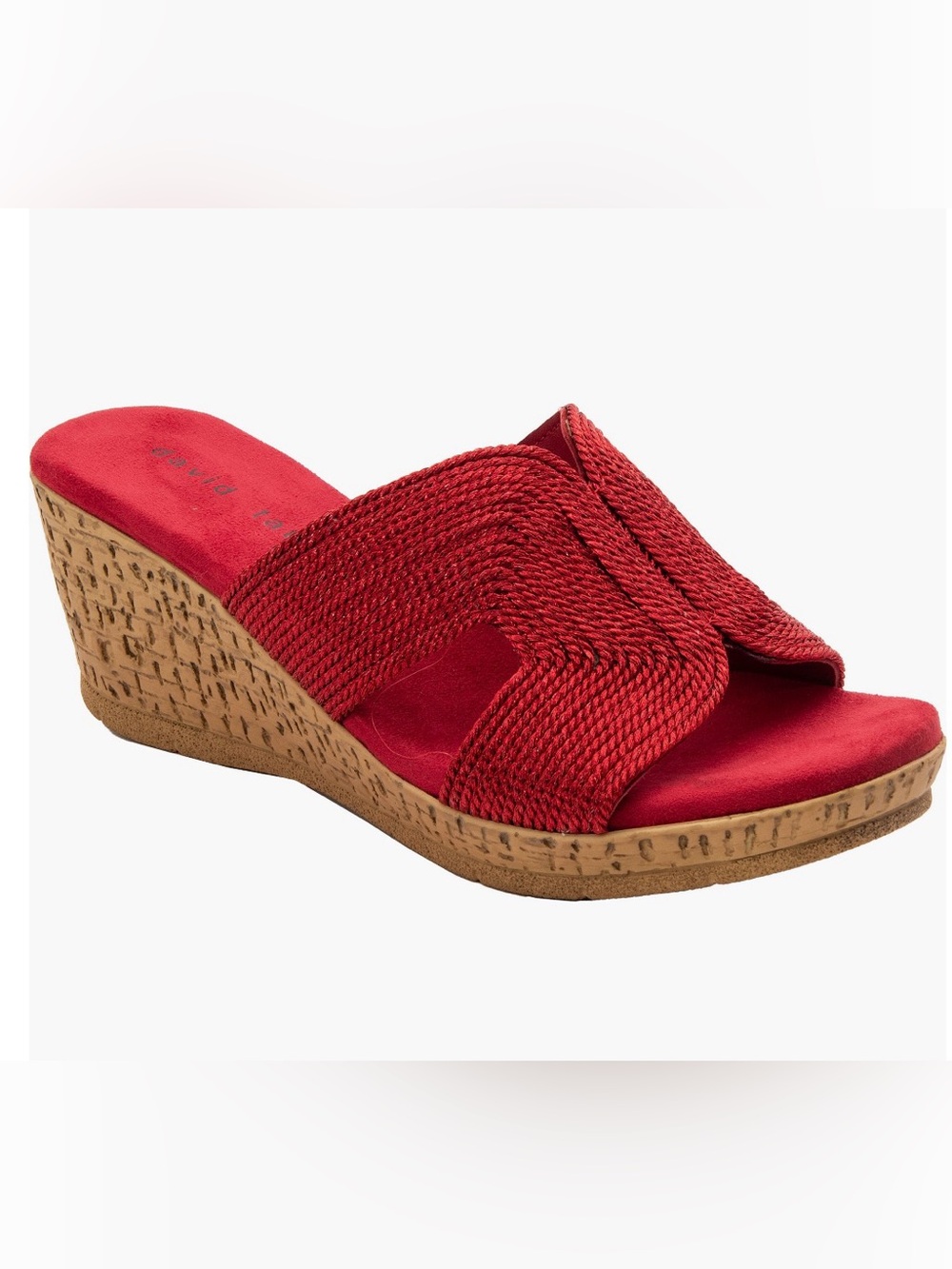 David Tate Red Woven Slide Wedge Women’s Size 10.5